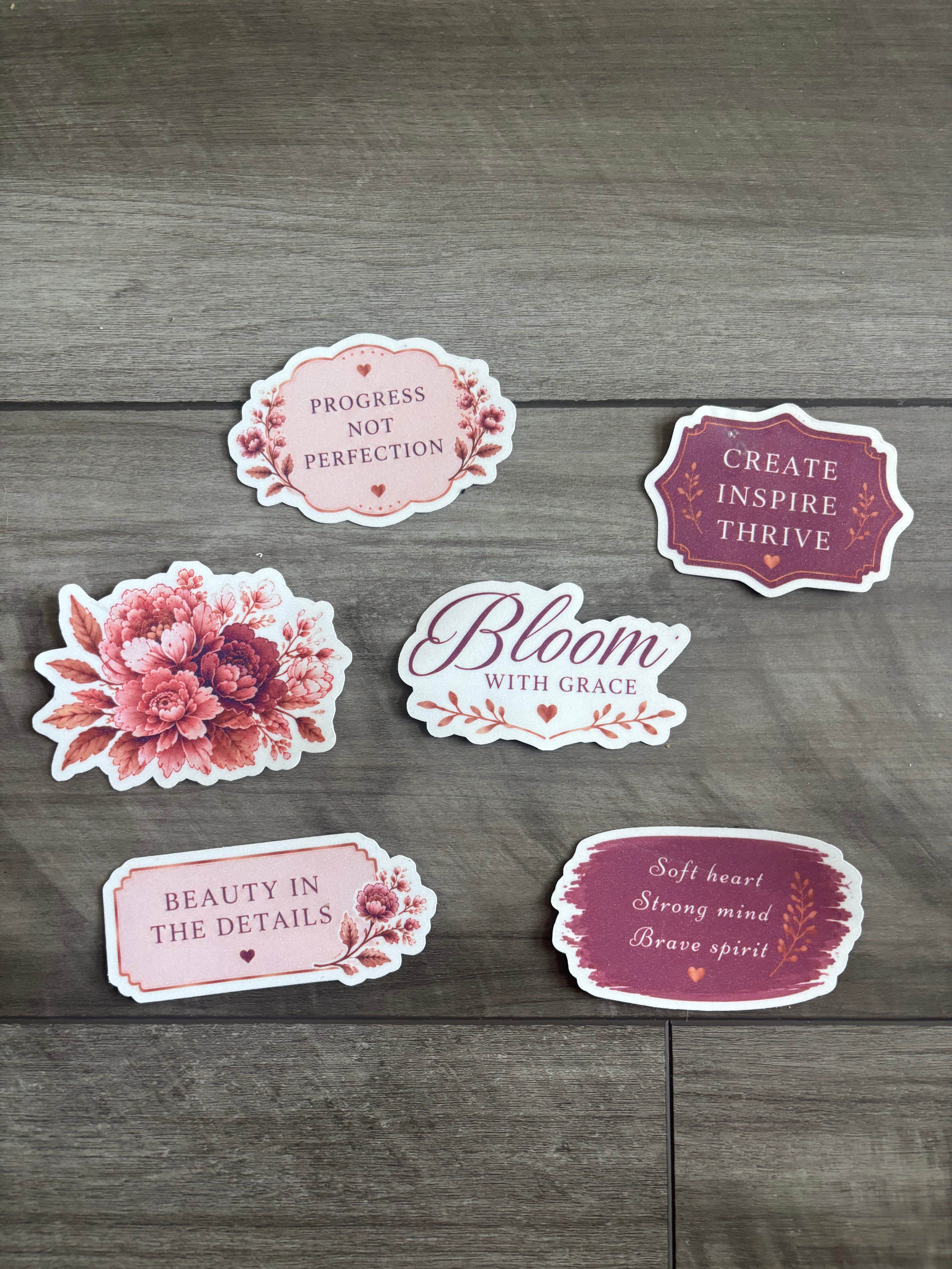 Bloom with Grace Sticker Pack | Premium Glitter Sensory Vinyl Stickers