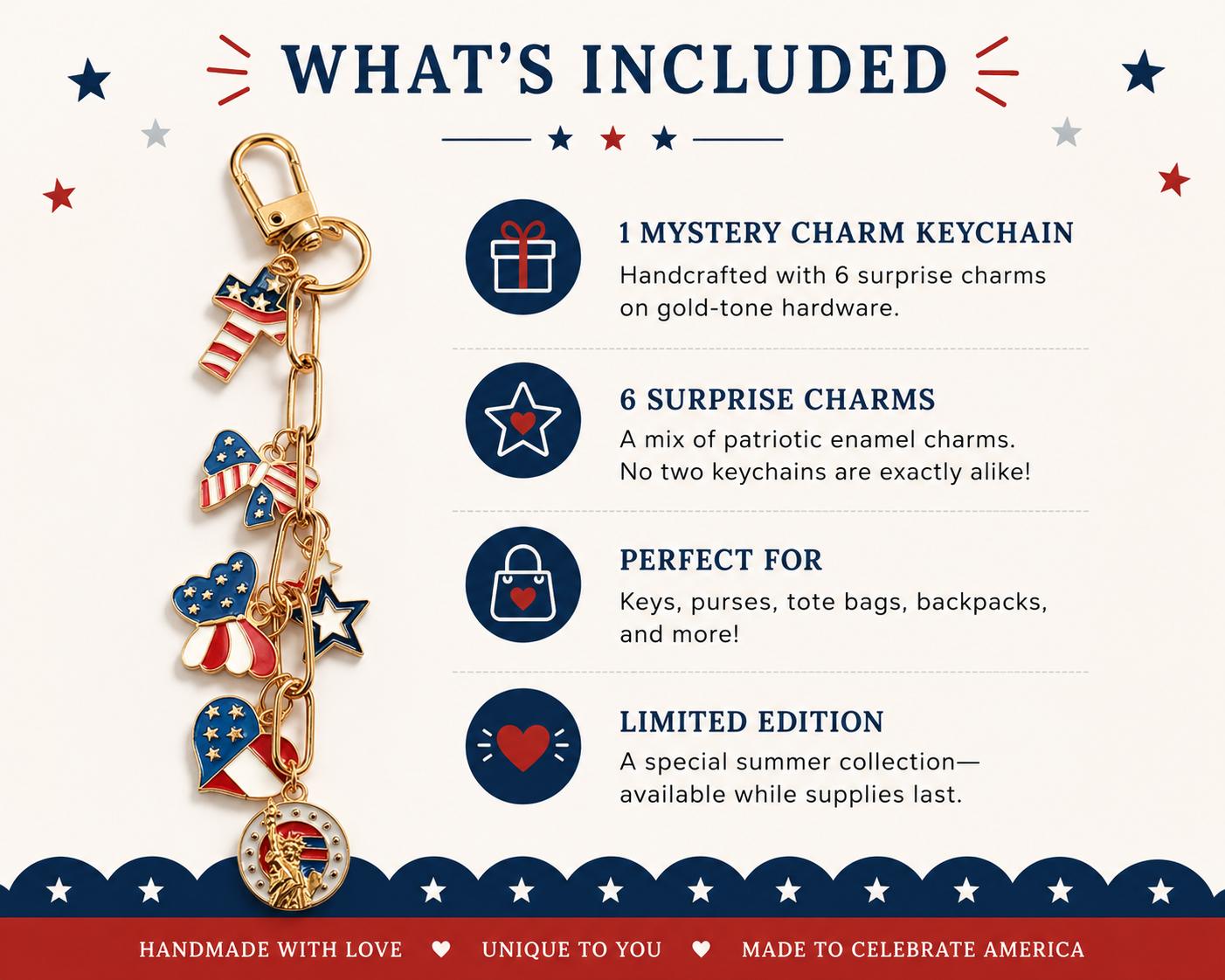 Americana Mystery Charm Keychain | Limited Summer Collection