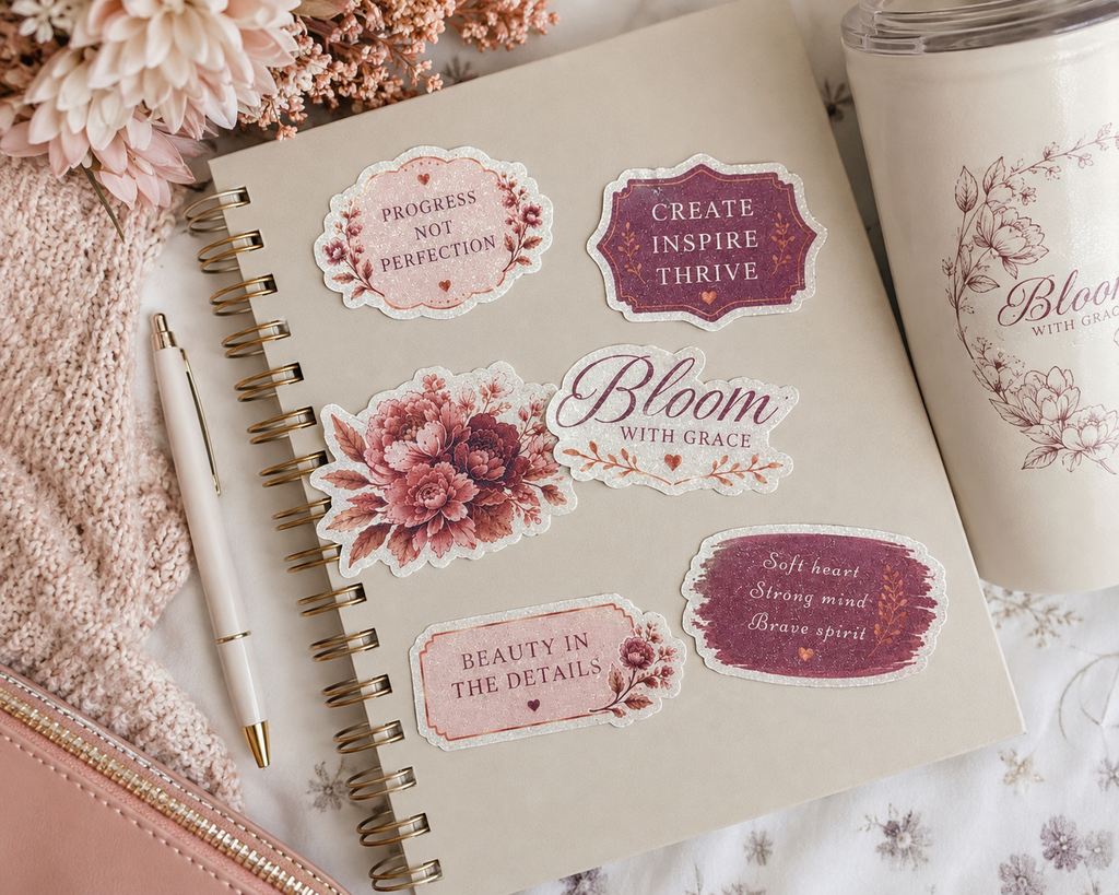 Bloom with Grace Sticker Pack | Premium Glitter Sensory Vinyl Stickers