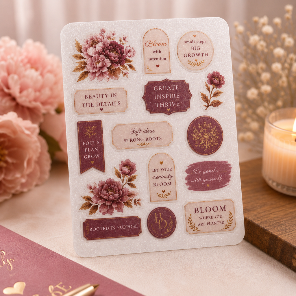 Bloom With Intention | Glitter Vinyl Sticker Collection